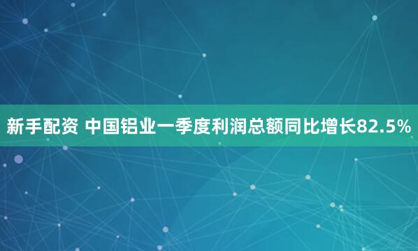 新手配资 中国铝业一季度利润总额同比增长82.5%